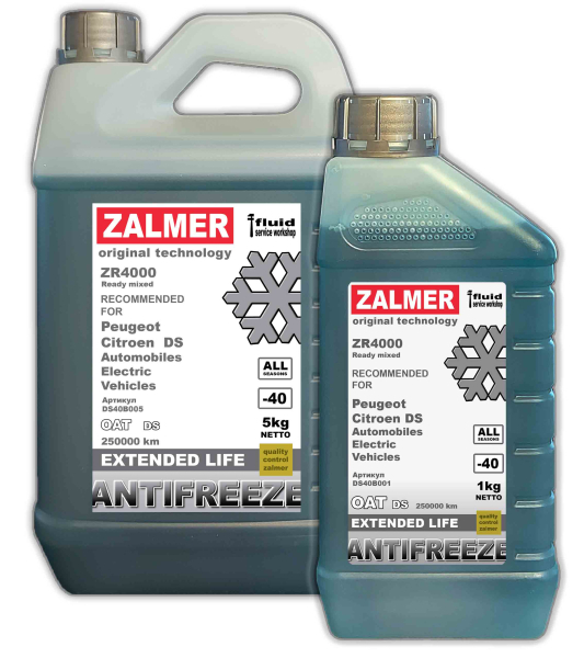 Антифриз ZALMER  ZR4000 DS (синий) авто с двигателями Peugeot, Citroen.